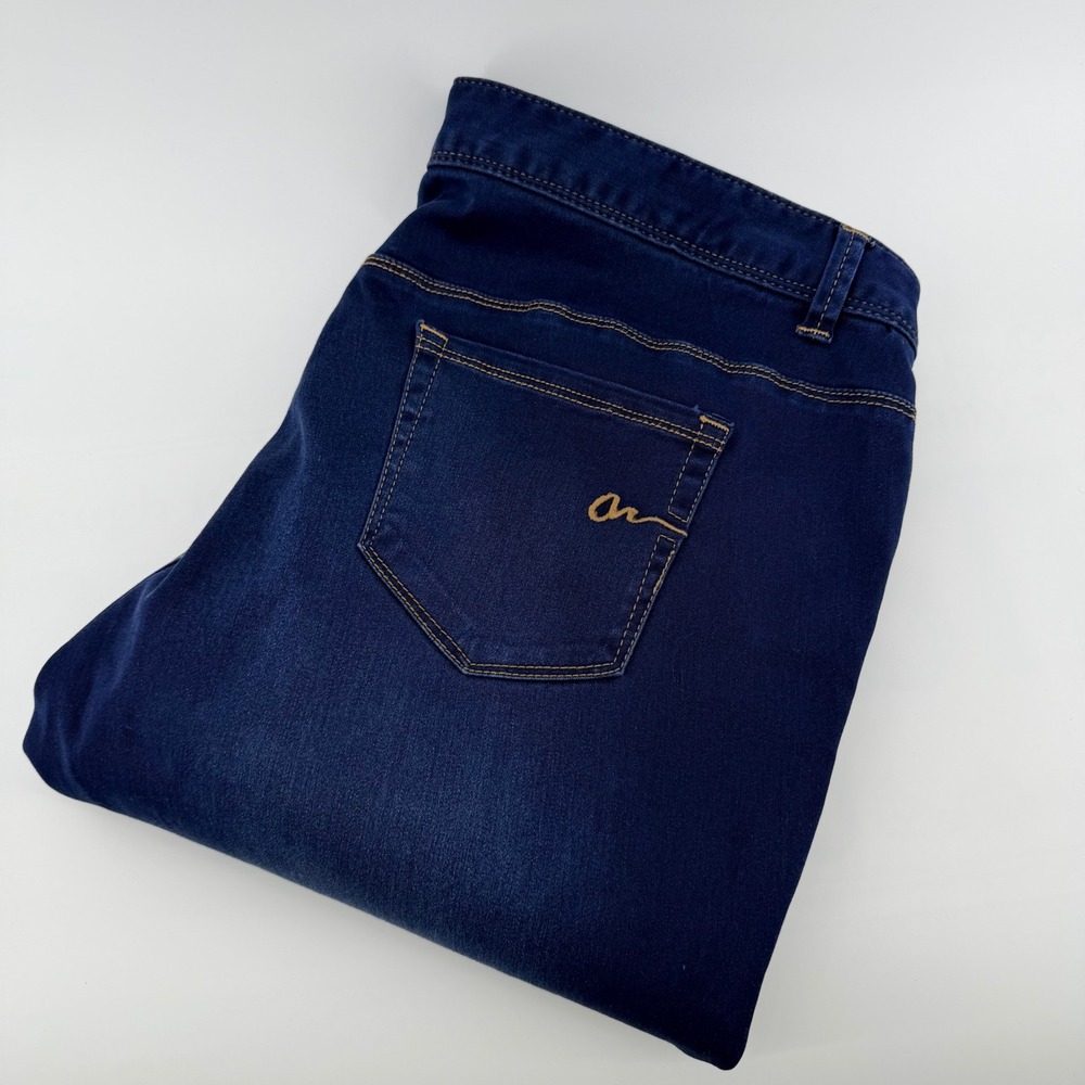 American Rag Bootcut Jeans Dark Wash Stretch Denim Whiskered Classic Blue 20W